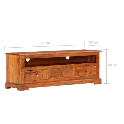 Meuble Tv 120X30X40 Cm Bois D'acacia Massif