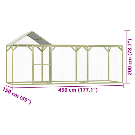 Poulailler 4,5X1,5X2 M Bois De Pin Imprégné