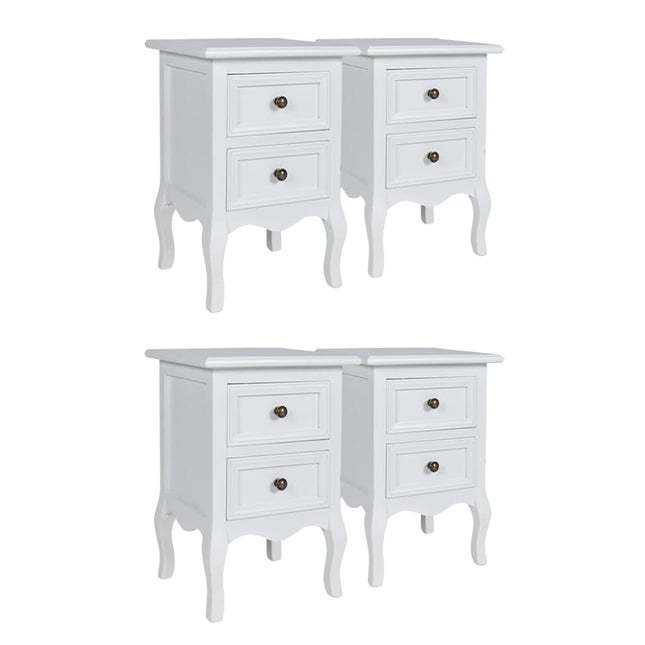 Tables De Chevet 4 Pcs Avec 2 Tiroirs Mdf