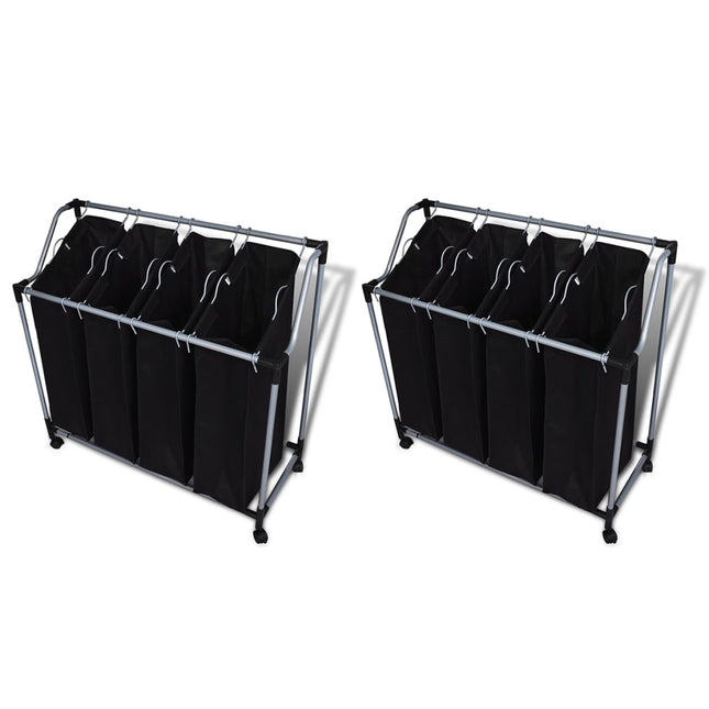 Trieuses À Linge Avec Sacs 2 Pcs Noir Et Gris