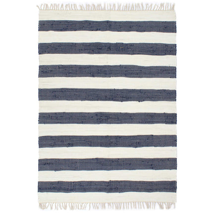 Tapis Chindi Tissé À La Main Coton Et Blanc