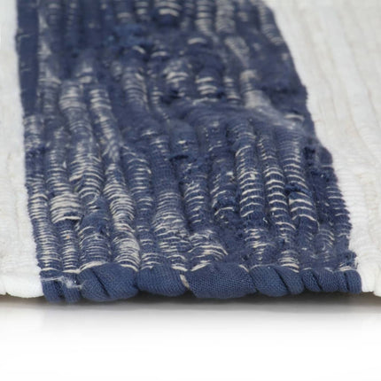 Tapis Chindi Tissé À La Main Coton Et Blanc