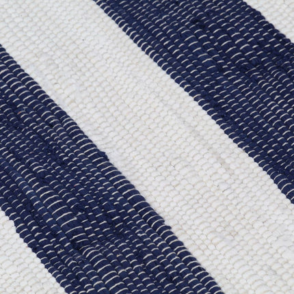 Tapis Chindi Tissé À La Main Coton Et Blanc