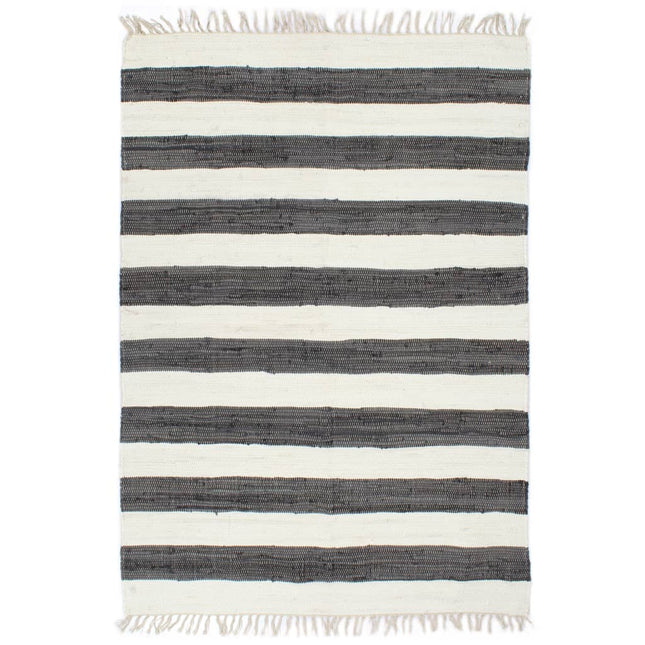Tapis Chindi Tissé À La Main Coton Et Blanc