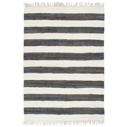 Tapis Chindi Tissé À La Main Coton Et Blanc