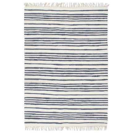 Tapis Chindi Tissé À La Main Coton Et Blanc