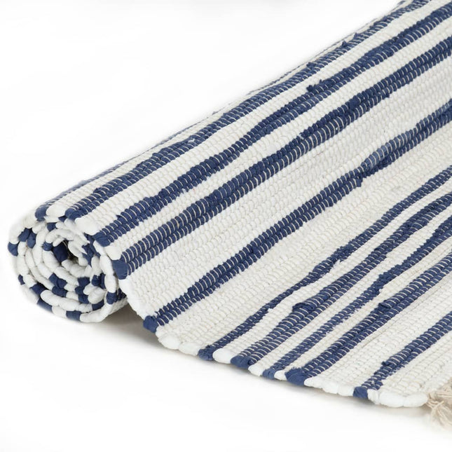 Tapis Chindi Tissé À La Main Coton Et Blanc