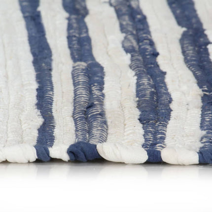 Tapis Chindi Tissé À La Main Coton Et Blanc