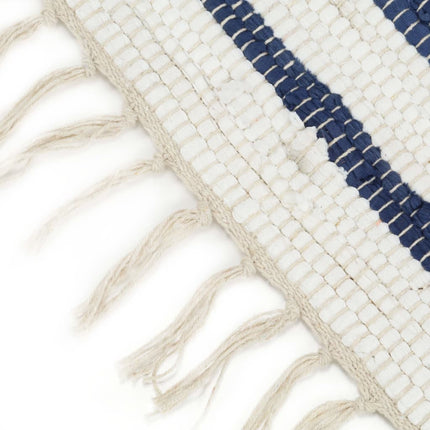 Tapis Chindi Tissé À La Main Coton Et Blanc