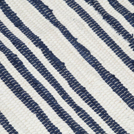 Tapis Chindi Tissé À La Main Coton Et Blanc