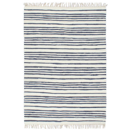 Tapis Chindi Tissé À La Main Coton Et Blanc