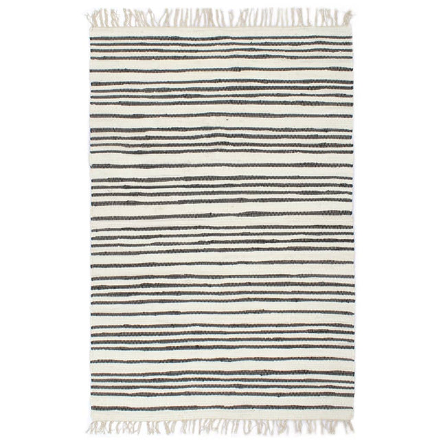 Tapis Chindi Tissé À La Main Coton Et Blanc