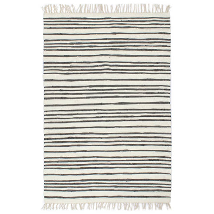 Tapis Chindi Tissé À La Main Coton Et Blanc