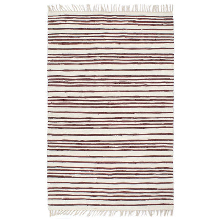 Tapis Chindi Tissé À La Main Coton Et Blanc