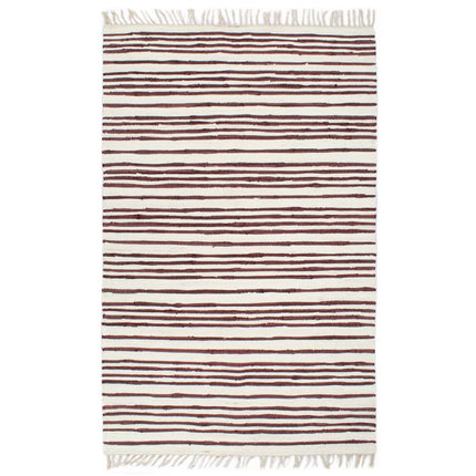 Tapis Chindi Tissé À La Main Coton Et Blanc