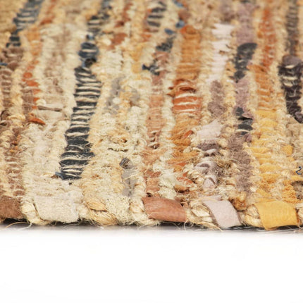Tapis Chindi Tissé À La Main Cuir Jute Brun Roux