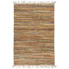 Tapis Chindi Tissé À La Main Cuir Jute Brun Roux