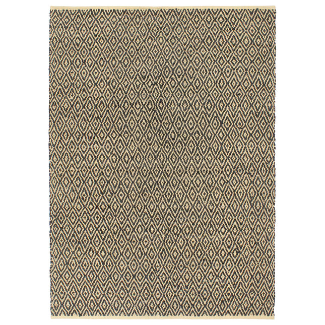 Tapis Chindi Tissé À La Main Cuir Coton Noir