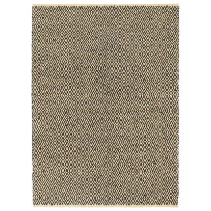 Tapis Chindi Tissé À La Main Cuir Coton Noir