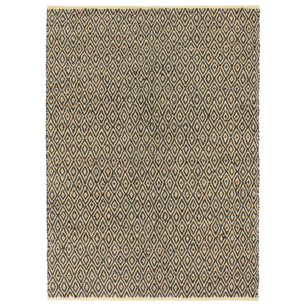 Tapis Chindi Tissé À La Main Cuir Coton Noir