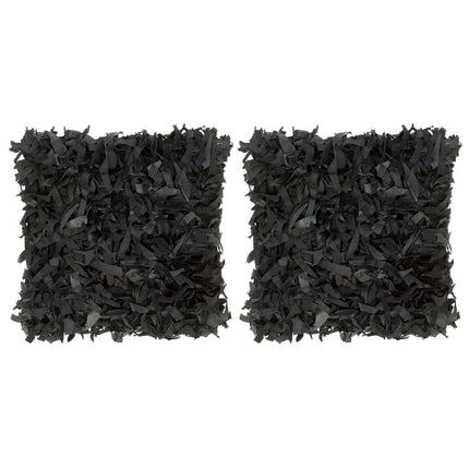 Coussins Shaggy Lot De 2 45X45 Cm Cuir Et Coton