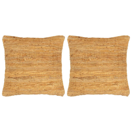 Coussins Chindi Lot De 2 Brun Roux 45X45 Cm Cuir Et Coton