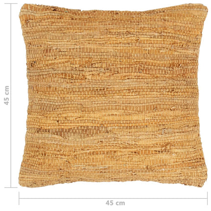 Coussins Chindi Lot De 2 Brun Roux 45X45 Cm Cuir Et Coton