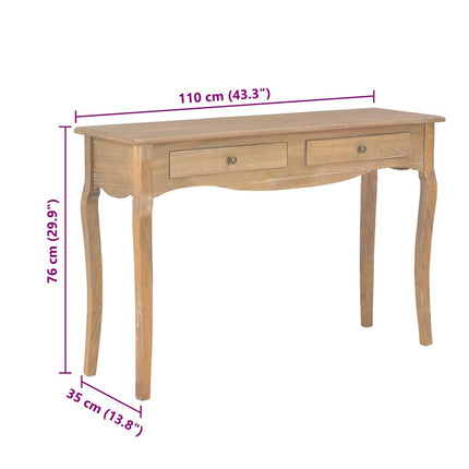 Table Console Avec 2 Tiroirs 110X35X76 Cm Bois De Pin Massif