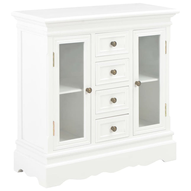Buffet Blanc 70X28X70 Cm Bois De Pin Massif