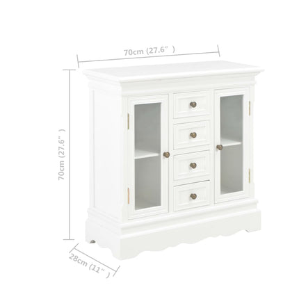 Buffet Blanc 70X28X70 Cm Bois De Pin Massif