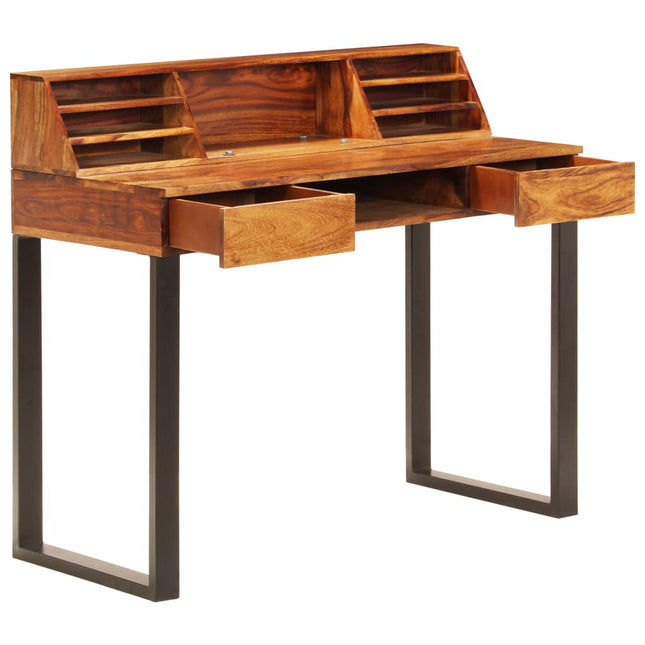 Bureau 110X50X94 Cm Bois Solide De Sesham Et Acier
