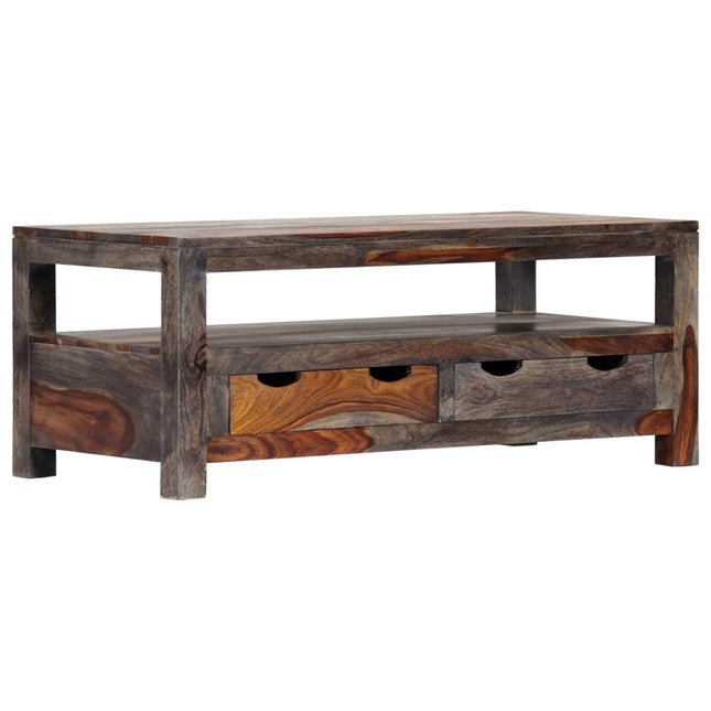 Table Basse Gris 100X50X40 Cm Bois Massif