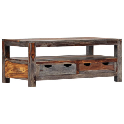 Table Basse Gris 100X50X40 Cm Bois Massif