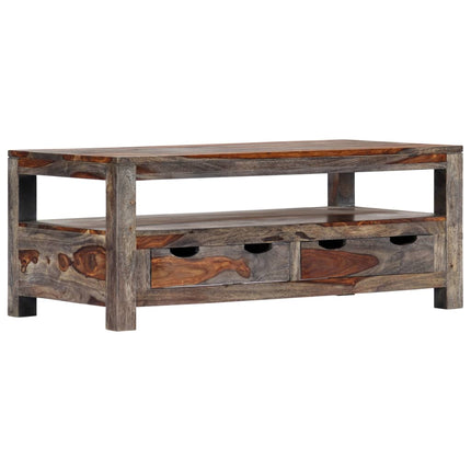 Table Basse Gris 100X50X40 Cm Bois Massif