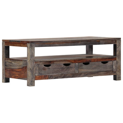 Table Basse Gris 100X50X40 Cm Bois Massif