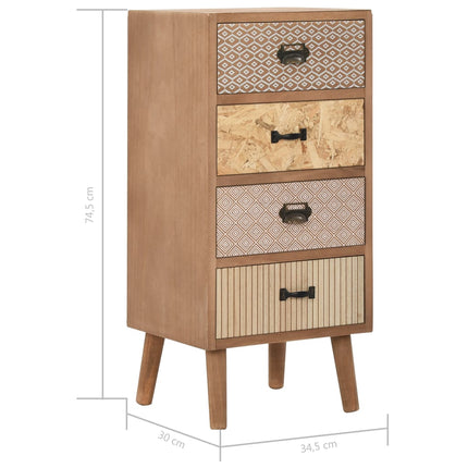 Armoire Latérale Avec 4 Tiroirs Marron 34,5 X 30 X 74,5 Cm Mdf