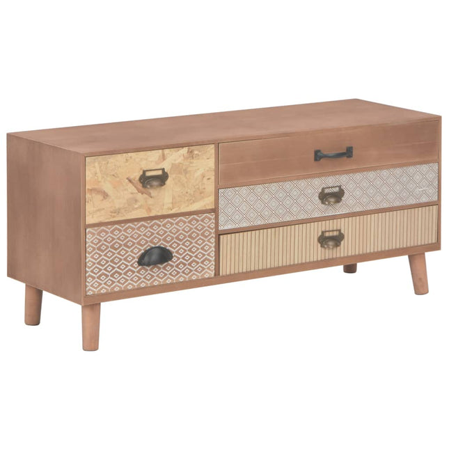 Meuble Tv Avec 5 Tiroirs 90X30X40 Cm Bois De Pin Massif