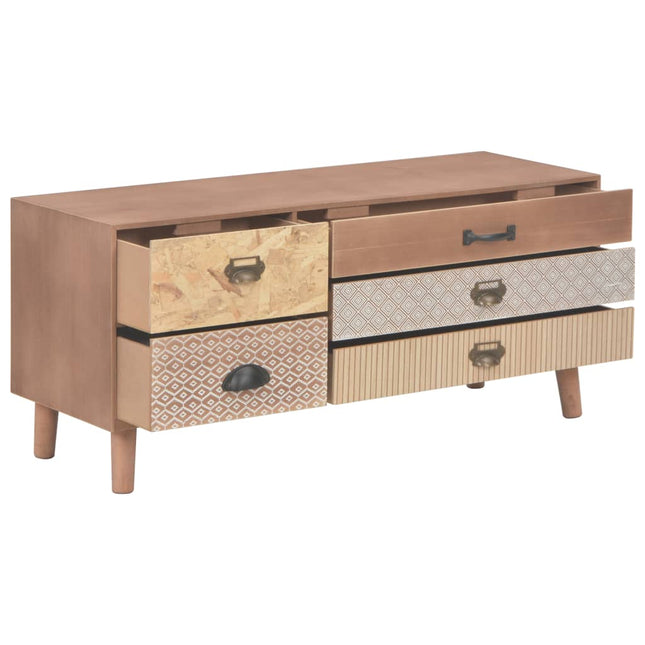 Meuble Tv Avec 5 Tiroirs 90X30X40 Cm Bois De Pin Massif