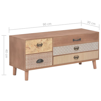Meuble Tv Avec 5 Tiroirs 90X30X40 Cm Bois De Pin Massif