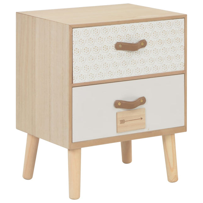 Table De Chevet Avec 2 Tiroirs 40X30X49,5 Cm Bois De Pin Massif
