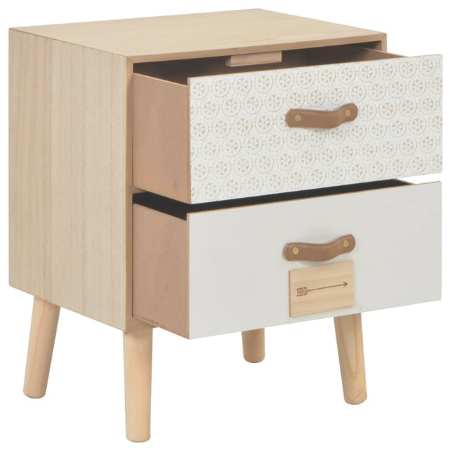 Table De Chevet Avec 2 Tiroirs 40X30X49,5 Cm Bois De Pin Massif