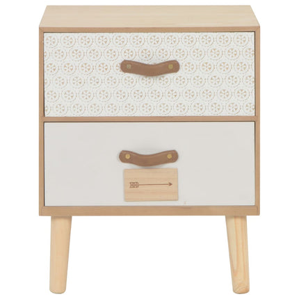 Table De Chevet Avec 2 Tiroirs 40X30X49,5 Cm Bois De Pin Massif
