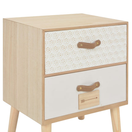 Table De Chevet Avec 2 Tiroirs 40X30X49,5 Cm Bois De Pin Massif
