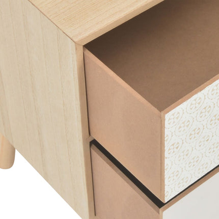 Table De Chevet Avec 2 Tiroirs 40X30X49,5 Cm Bois De Pin Massif