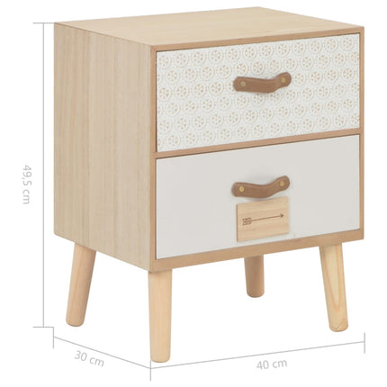 Table De Chevet Avec 2 Tiroirs 40X30X49,5 Cm Bois De Pin Massif