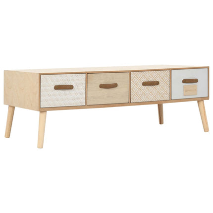 Table Basse Avec 4 Tiroirs 110 X 50 X 40 Cm Bois De Pin Massif
