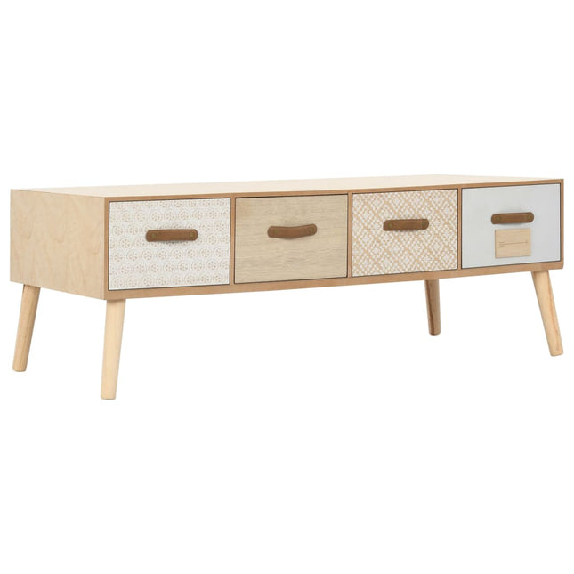Table Basse Avec 4 Tiroirs 110 X 50 X 40 Cm Bois De Pin Massif