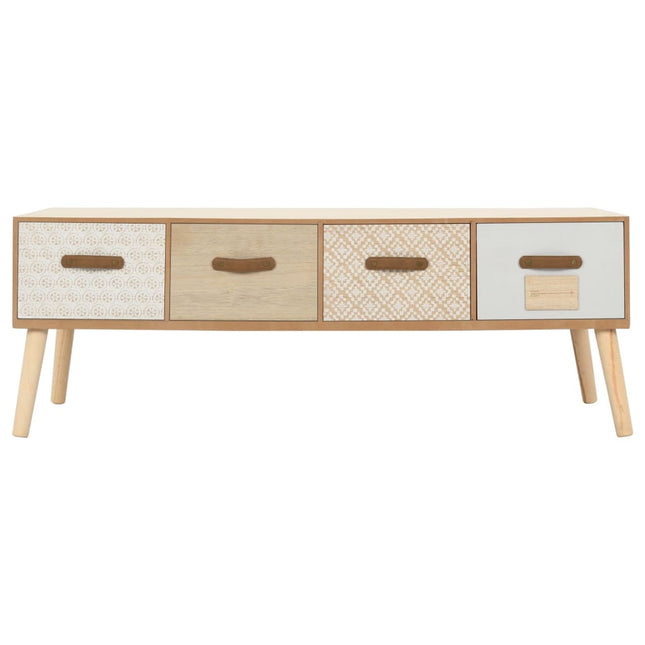 Table Basse Avec 4 Tiroirs 110 X 50 X 40 Cm Bois De Pin Massif