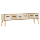 Meuble Tv Avec 6 Tiroirs 130X30X40 Cm Bois De Pin Massif