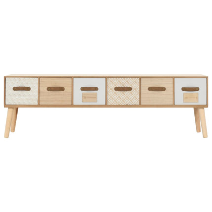 Meuble Tv Avec 6 Tiroirs 130X30X40 Cm Bois De Pin Massif